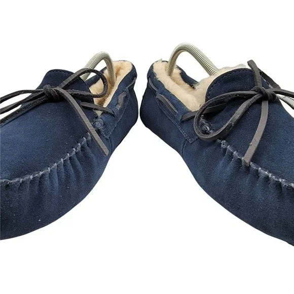 UGG Australia Olsen Suede Moccasins Blue Navy Lined Loafers Men’s 10 1003390